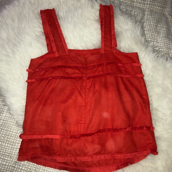 J CREW FRINGE || LINEN TANK IN BOLD RED - Picture 4 of 7